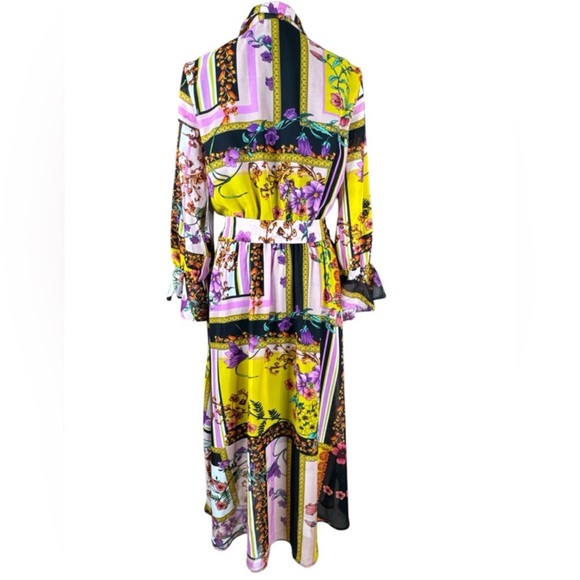 ECI NEW YORK Long Sleeve Floral Patchwork Print Midi Dress, Size 8. - Picture 3 of 11